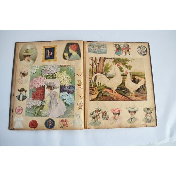 Early 1900s Antique Scrapbook Album 40 Full Pages Victorian - Picture 12 of 16